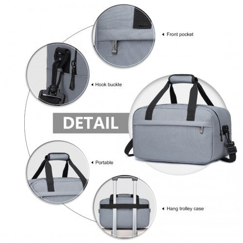 Kono Lightweight Multi Purpose Unisex Sports Travel Duffel Bag - Light Grey