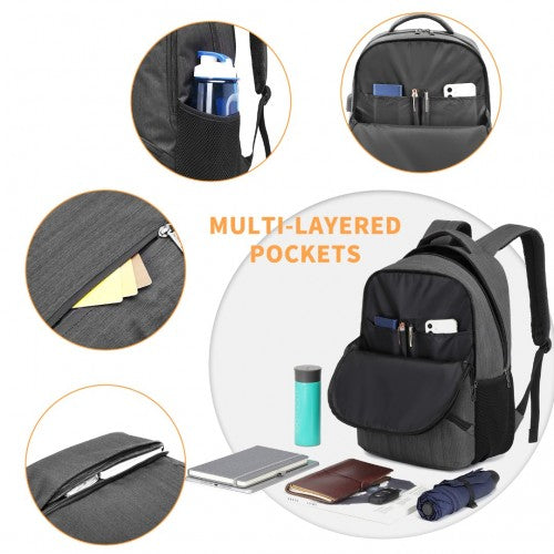 Kono Multi Compartment Backpack with USB Connectivity - Grey