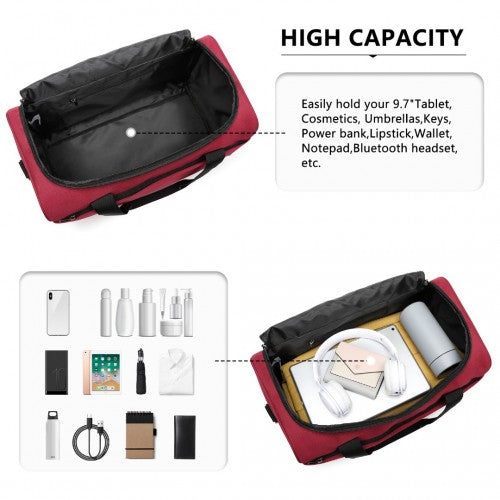 Kono Structured Travel Duffle Bag - Burgundy