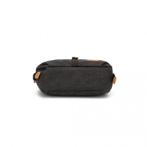 Kono Casual Canvas Dual-Use Bag Large Capacity Shoulder Bag and Backpack - Black