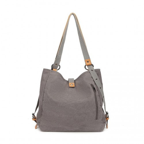 Kono Casual Canvas Dual-Use Bag Large Capacity Shoulder Bag and Backpack - Grey