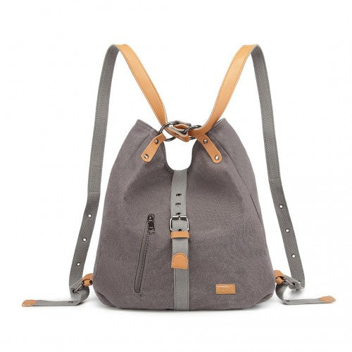 Kono Casual Canvas Dual-Use Bag Large Capacity Shoulder Bag and Backpack - Grey