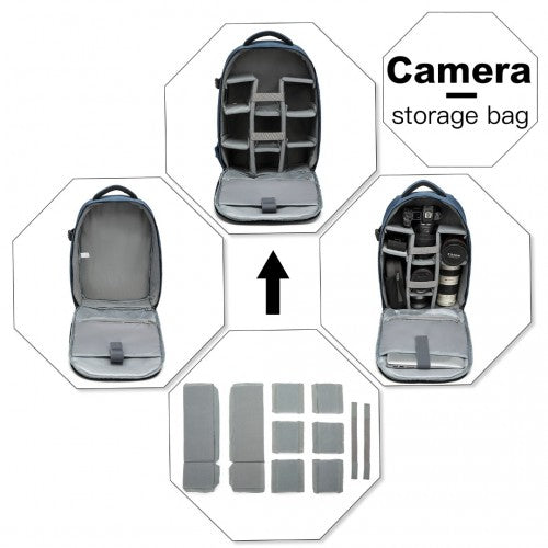 Kono Water Resistant Shockproof DSLR Camera Backpack - Navy