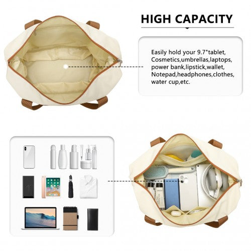 Kono Two Pieces Expandable Durable Waterproof Travel Duffel Bag Set - Beige And Brown