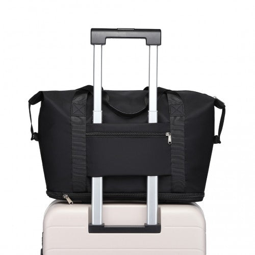 Kono Two Pieces Expandable Durable Waterproof Travel Duffel Bag Set - Black