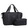 Kono Two Pieces Expandable Durable Waterproof Travel Duffel Bag Set - Black
