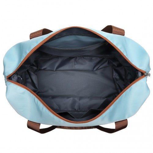 Kono Two Pieces Expandable Durable Waterproof Travel Duffel Bag Set - Grayish Blue And Brown