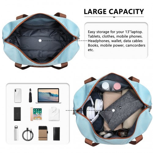 Kono Two Pieces Expandable Durable Waterproof Travel Duffel Bag Set - Grayish Blue And Brown