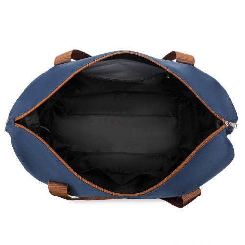 Kono Two Pieces Expandable Durable Waterproof Travel Duffel Bag Set - Navy And Brown