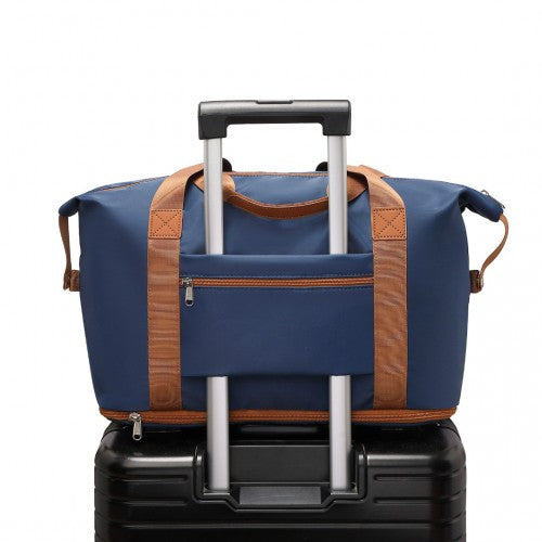Kono Two Pieces Expandable Durable Waterproof Travel Duffel Bag Set - Navy And Brown