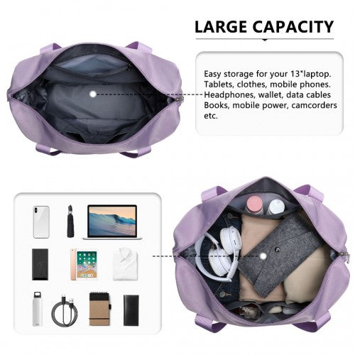 Kono Two Pieces Expandable Durable Waterproof Travel Duffel Bag Set - Purple