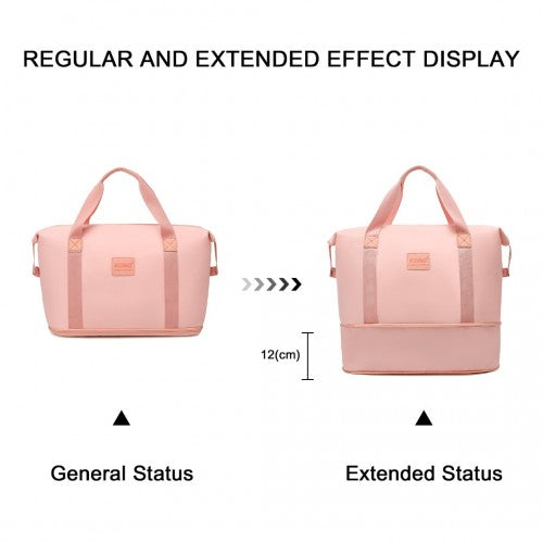 Kono Two Pieces Expandable Durable Waterproof Travel Duffel Bag Set - Pink