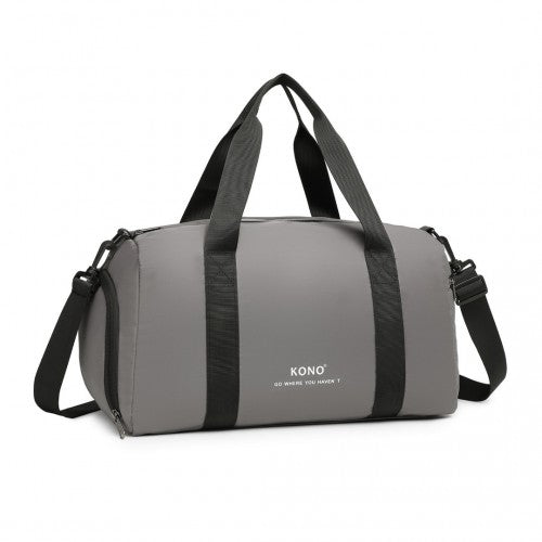 Kono Waterproof Duffel Bag Lightweight Sports Gym Bag With Shoes Compartment - Grey