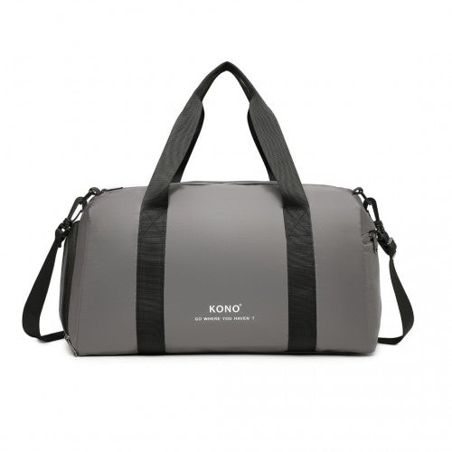 Kono Waterproof Duffel Bag Lightweight Sports Gym Bag With Shoes Compartment - Grey