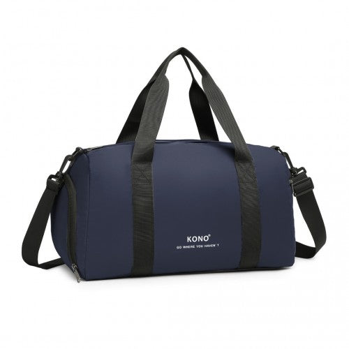 Kono Waterproof Duffel Bag Lightweight Sports Gym Bag With Shoes Compartment - Navy