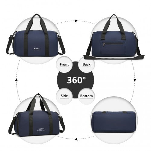 Kono Waterproof Duffel Bag Lightweight Sports Gym Bag With Shoes Compartment - Navy