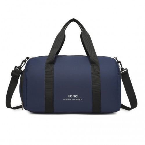 Kono Waterproof Duffel Bag Lightweight Sports Gym Bag With Shoes Compartment - Navy