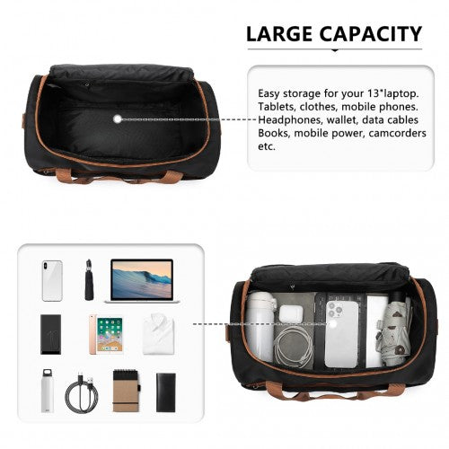 Kono Spacious Travel Storage Bag Handbag - Black And Brown
