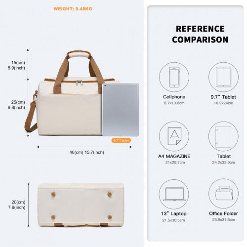 Kono Spacious Travel Storage Bag Handbag - Cream
