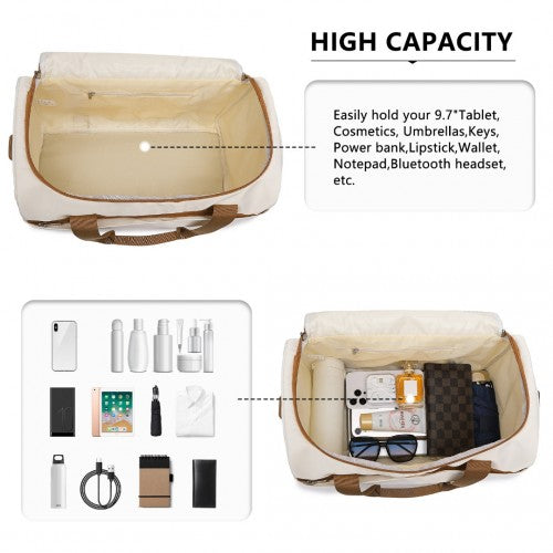 Kono Spacious Travel Storage Bag Handbag - Cream