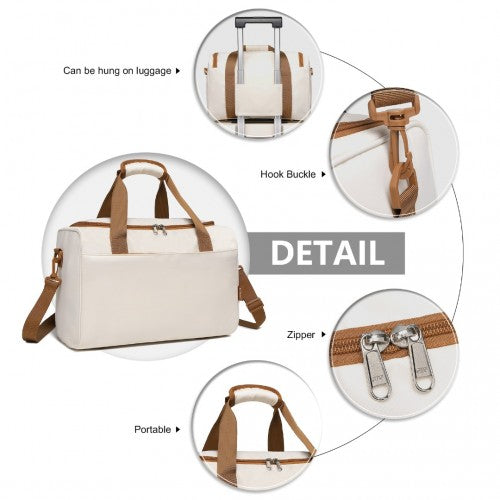 Kono Spacious Travel Storage Bag Handbag - Cream