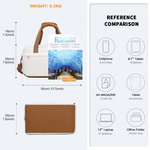 Kono Lightweight Water-Resistant Foldable Under Seat Travel Carry-on Duffel Bag Small - Beige And Brown