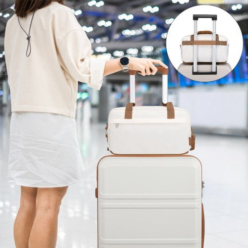 Kono Lightweight Water-Resistant Foldable Under Seat Travel Carry-on Duffel Bag Small - Beige And Brown