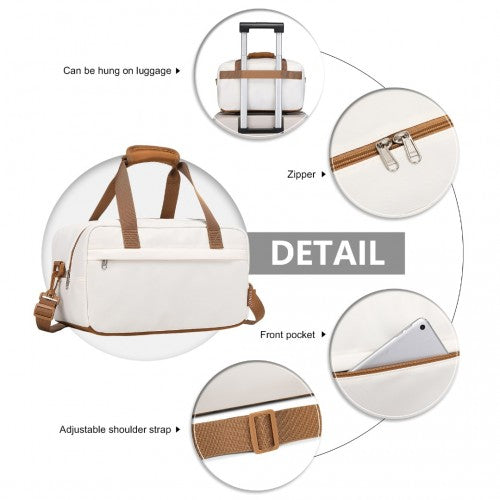 Kono Lightweight Water-Resistant Foldable Under Seat Travel Carry-on Duffel Bag Small - Beige And Brown