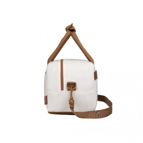 Kono Lightweight Water-Resistant Foldable Under Seat Travel Carry-on Duffel Bag Small - Beige And Brown