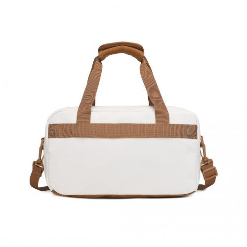 Kono Lightweight Water-Resistant Foldable Under Seat Travel Carry-on Duffel Bag Small - Beige And Brown