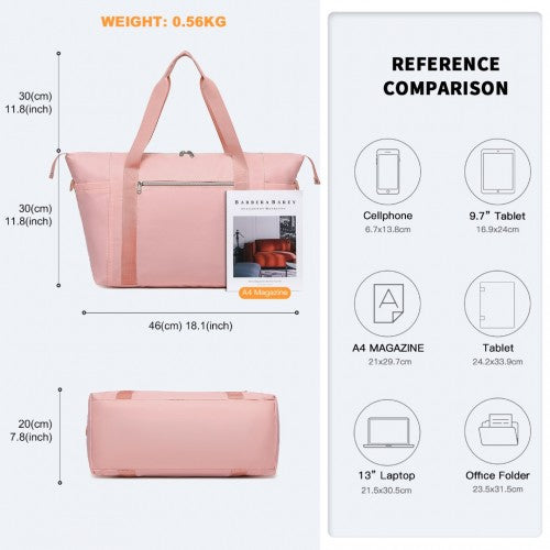 Kono Multifunctional Large Capacity Lightweight Water-Resistant Travel and Gym Duffel Bag with Wet and Dry Separation Compartment - Pink