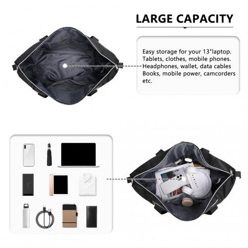 Kono Multifunctional Large Capacity Lightweight Water-Resistant Travel and Gym Duffel Bag with Wet and Dry Separation Compartment - Black