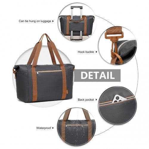 Kono Multifunctional Large Capacity Lightweight Water-Resistant Travel and Gym Duffel Bag with Wet and Dry Separation Compartment - Grey And Brown