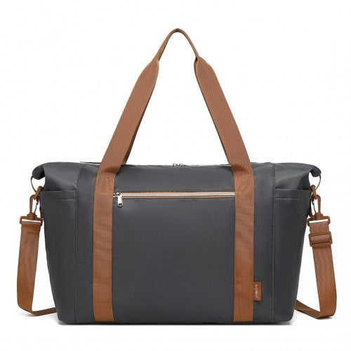 Kono Multifunctional Large Capacity Lightweight Water-Resistant Travel and Gym Duffel Bag with Wet and Dry Separation Compartment - Grey And Brown