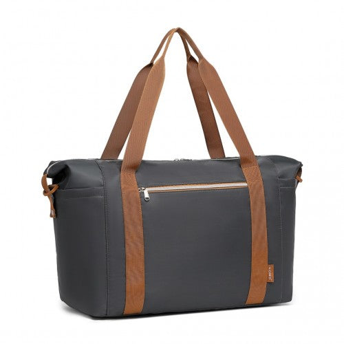Kono Multifunctional Large Capacity Lightweight Water-Resistant Travel and Gym Duffel Bag with Wet and Dry Separation Compartment - Grey And Brown