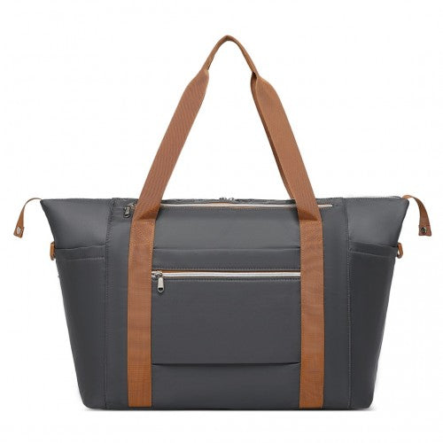 Kono Multifunctional Large Capacity Lightweight Water-Resistant Travel and Gym Duffel Bag with Wet and Dry Separation Compartment - Grey And Brown