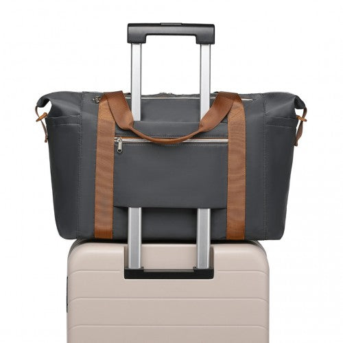 Kono Multifunctional Large Capacity Lightweight Water-Resistant Travel and Gym Duffel Bag with Wet and Dry Separation Compartment - Grey And Brown