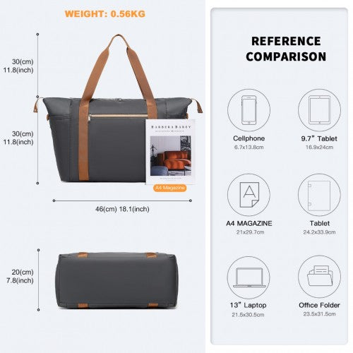 Kono Multifunctional Large Capacity Lightweight Water-Resistant Travel and Gym Duffel Bag with Wet and Dry Separation Compartment - Grey And Brown