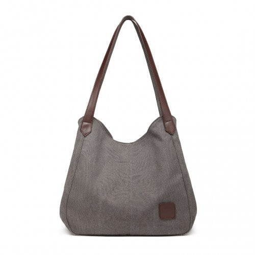 Kono Canvas Shoulder Tote Bag - Grey