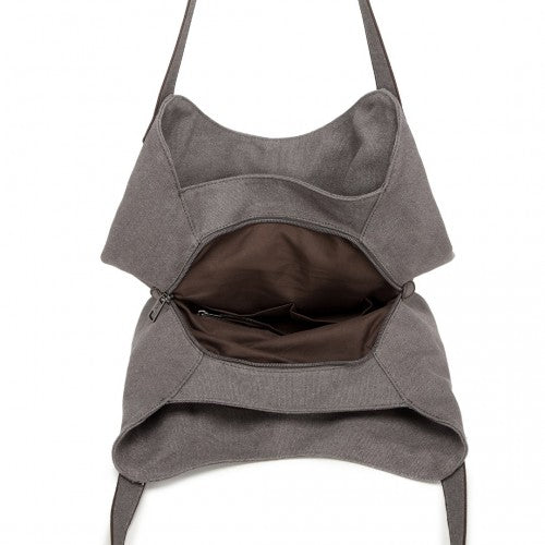 Kono Canvas Shoulder Tote Bag - Grey