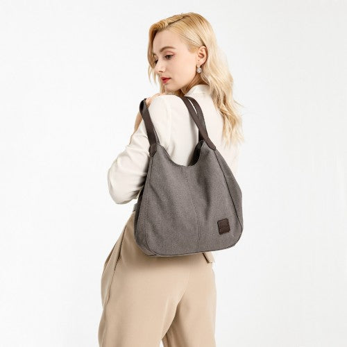 Kono Canvas Shoulder Tote Bag - Grey