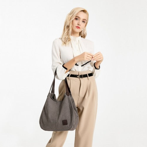 Kono Canvas Shoulder Tote Bag - Grey