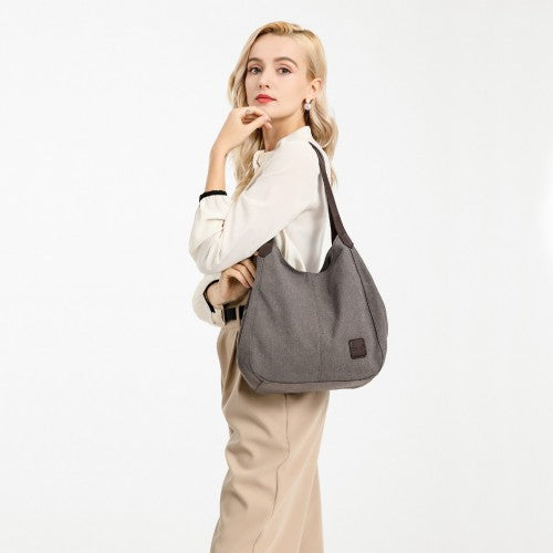 Kono Canvas Shoulder Tote Bag - Grey