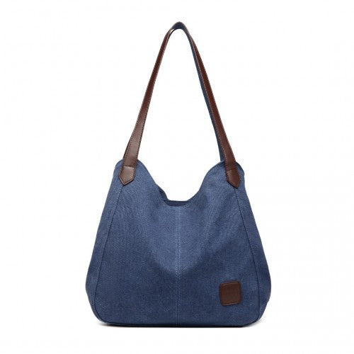 Kono Canvas Shoulder Tote Bag - Navy