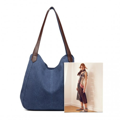 Kono Canvas Shoulder Tote Bag - Navy
