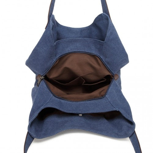 Kono Canvas Shoulder Tote Bag - Navy