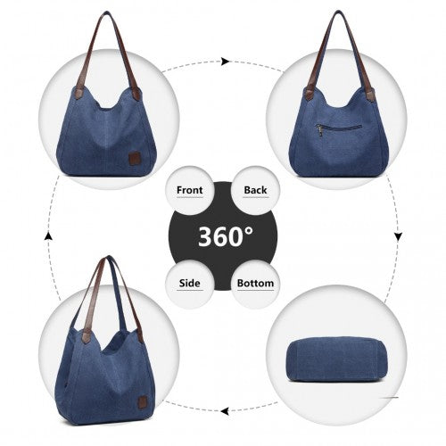 Kono Canvas Shoulder Tote Bag - Navy