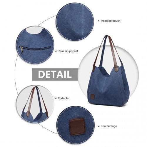 Kono Canvas Shoulder Tote Bag - Navy