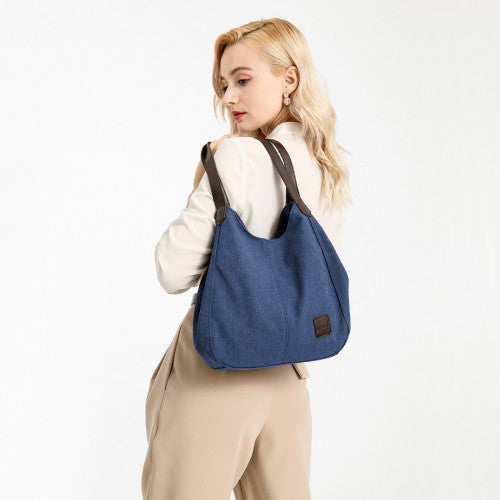 Kono Canvas Shoulder Tote Bag - Navy