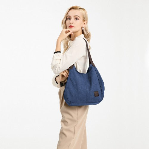 Kono Canvas Shoulder Tote Bag - Navy